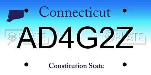 AD4G2Z Connecticut License Plate