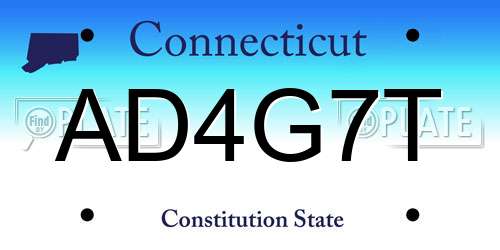 AD4G7T Connecticut License Plate