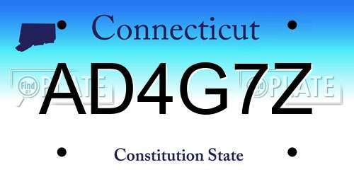 AD4G7Z Connecticut License Plate