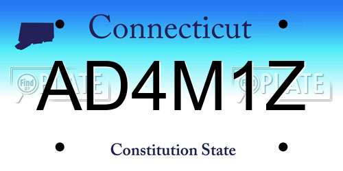 AD4M1Z Connecticut License Plate