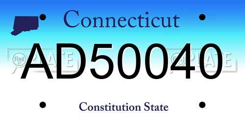 AD50040 Connecticut License Plate