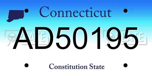 AD50195 Connecticut License Plate