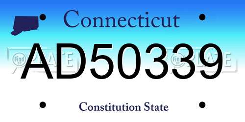 AD50339 Connecticut License Plate