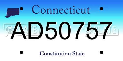 AD50757 Connecticut License Plate
