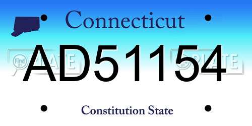 AD51154 Connecticut License Plate