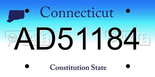 AD51184 Connecticut License Plate
