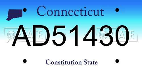AD51430 Connecticut License Plate