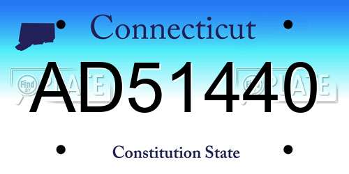 AD51440 Connecticut License Plate