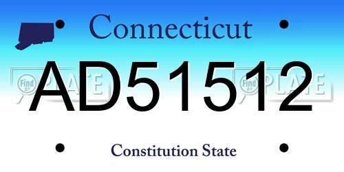 AD51512 Connecticut License Plate