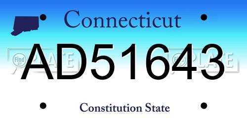 AD51643 Connecticut License Plate