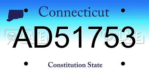 AD51753 Connecticut License Plate