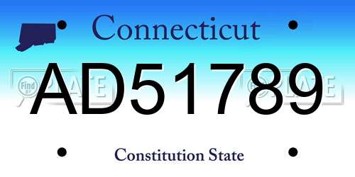 AD51789 Connecticut License Plate