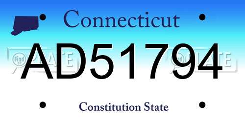 AD51794 Connecticut License Plate