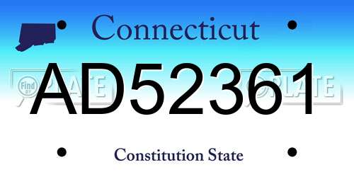 AD52361 Connecticut License Plate