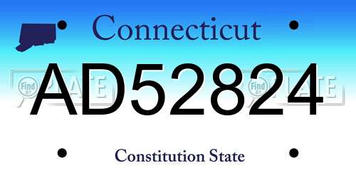 AD52824 Connecticut License Plate