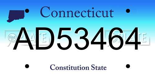 AD53464 Connecticut License Plate