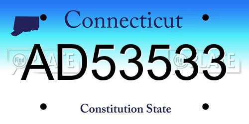 AD53533 Connecticut License Plate