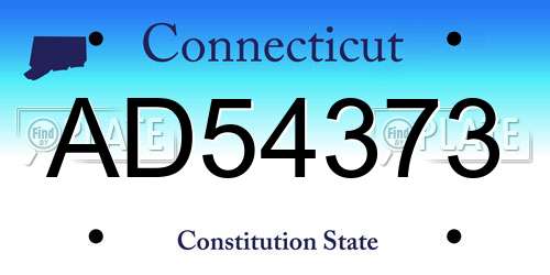 AD54373 Connecticut License Plate