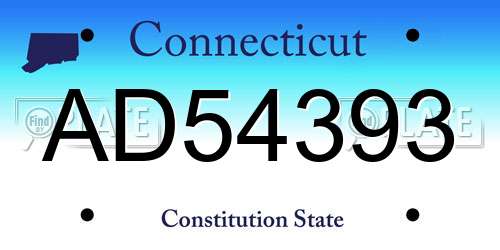 AD54393 Connecticut License Plate