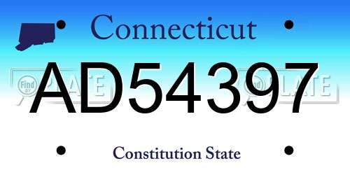 AD54397 Connecticut License Plate