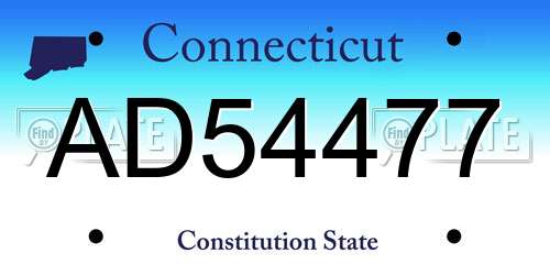 AD54477 Connecticut License Plate