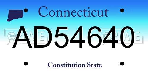 AD54640 Connecticut License Plate