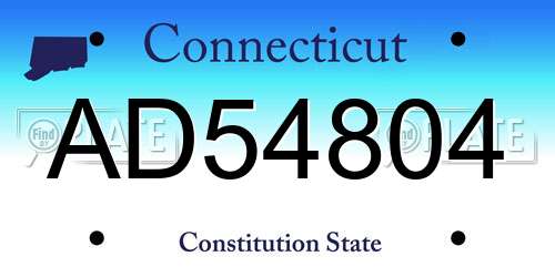 AD54804 Connecticut License Plate