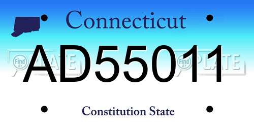 AD55011 Connecticut License Plate