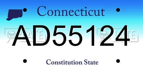AD55124 Connecticut License Plate