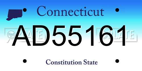 AD55161 Connecticut License Plate