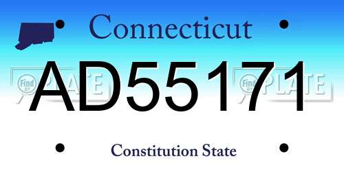 AD55171 Connecticut License Plate