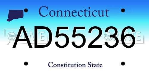 AD55236 Connecticut License Plate