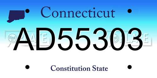 AD55303 Connecticut License Plate