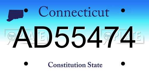 AD55474 Connecticut License Plate