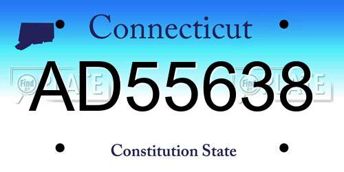 AD55638 Connecticut License Plate