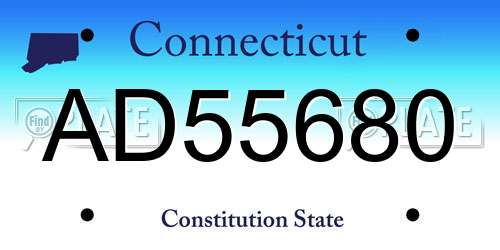 AD55680 Connecticut License Plate