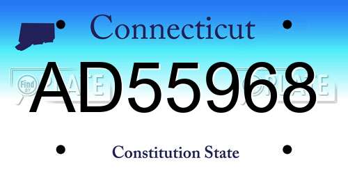 AD55968 Connecticut License Plate