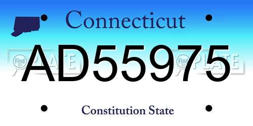 AD55975 Connecticut License Plate