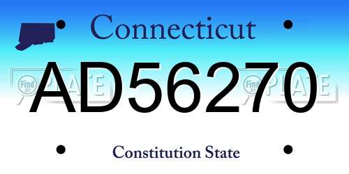 AD56270 Connecticut License Plate