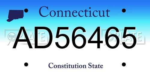 AD56465 Connecticut License Plate