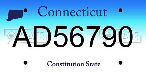 AD56790 Connecticut License Plate
