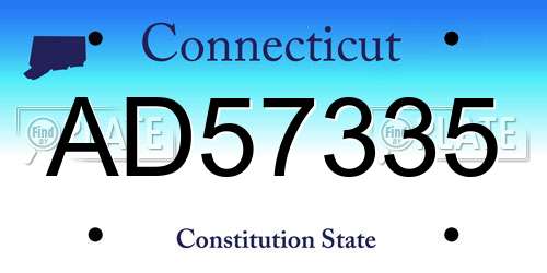 AD57335 Connecticut License Plate