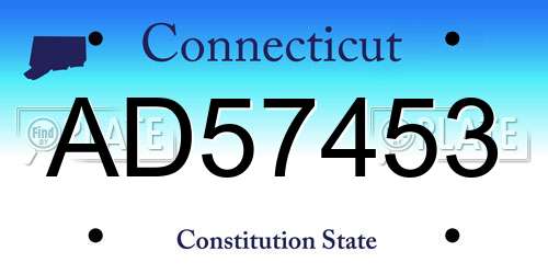 AD57453 Connecticut License Plate