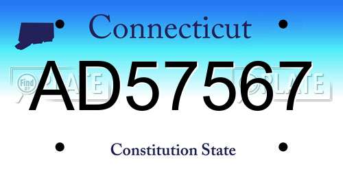 AD57567 Connecticut License Plate