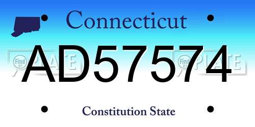 AD57574 Connecticut License Plate