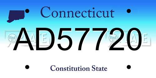 AD57720 Connecticut License Plate