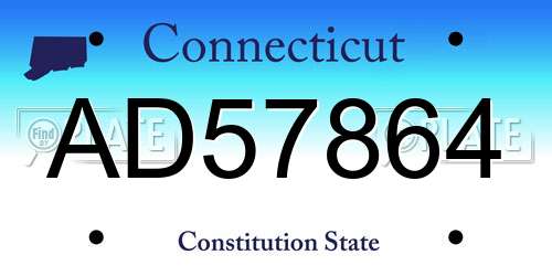 AD57864 Connecticut License Plate