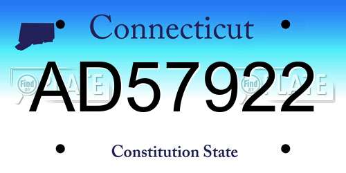 AD57922 Connecticut License Plate