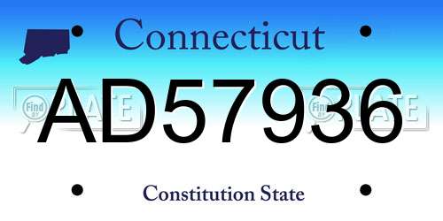 AD57936 Connecticut License Plate