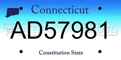AD57981 Connecticut License Plate